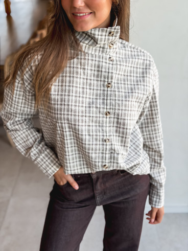 Chemise à carreaux Graziella - Beige/Chocolat