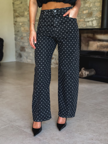 Jeans à pois Loubna - Noir Jeans à pois Loubna - Noir