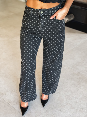 Jeans à pois Loubna - Noir Jeans à pois Loubna - Noir