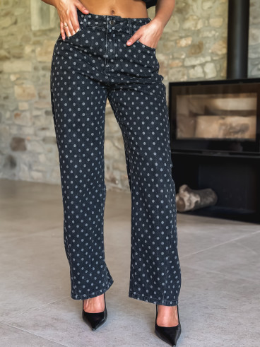 Jeans à pois Loubna - Noir