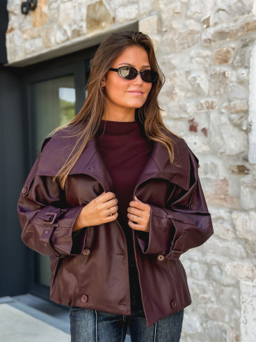 Veste en simili cuir Némia - Bordeaux