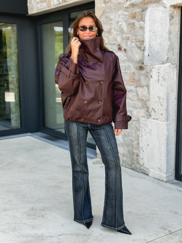 Veste en simili cuir Némia - Bordeaux