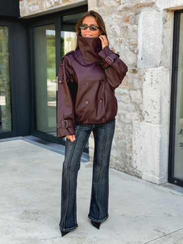 Veste en simili cuir Némia - Bordeaux