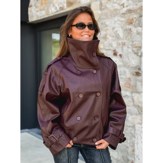 Veste en simili cuir Némia - Bordeaux