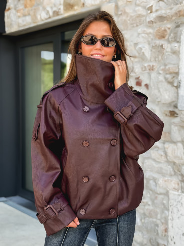 Veste en simili cuir Némia - Bordeaux