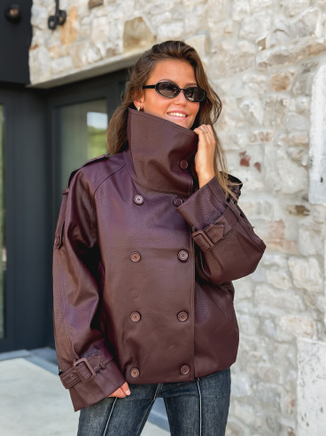 Veste en simili cuir Némia - Bordeaux