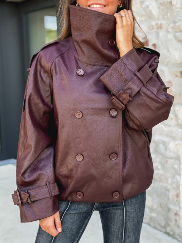 Veste en simili cuir Némia - Bordeaux