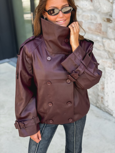 Veste en simili cuir Némia - Bordeaux