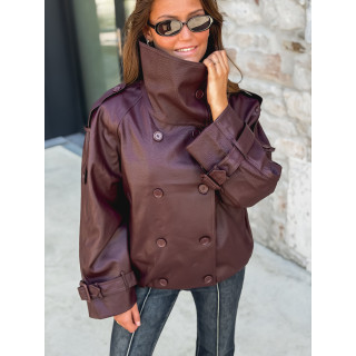 Veste en simili cuir Némia - Bordeaux