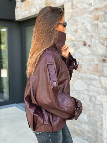 Veste en simili cuir Némia - Bordeaux