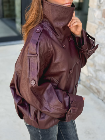 Veste en simili cuir Némia - Bordeaux