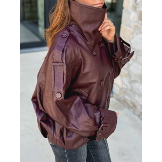 Veste en simili cuir Némia - Bordeaux