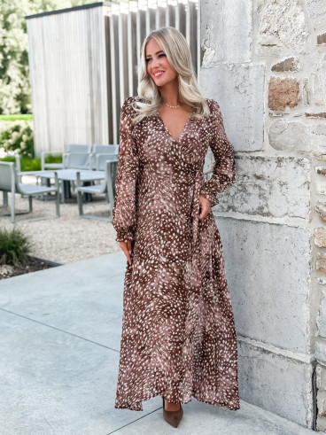 Robe longue portefeuille Freya - Chocolat