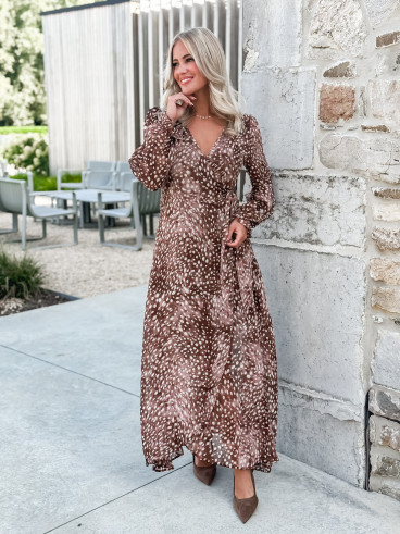 Robe longue portefeuille Freya - Chocolat