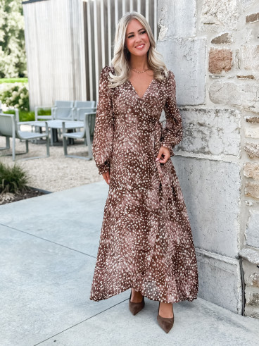 Robe longue portefeuille Freya - Chocolat