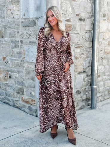 Robe longue portefeuille Freya - Chocolat