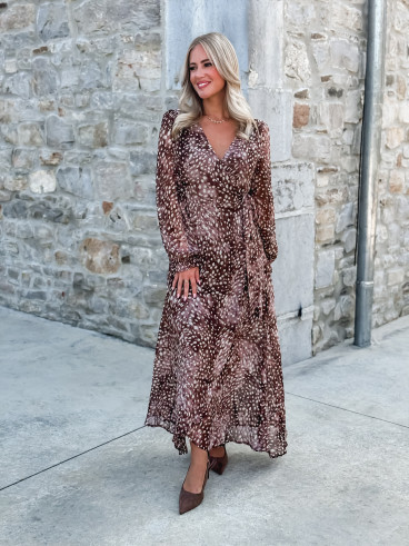 Robe longue portefeuille Freya - Chocolat