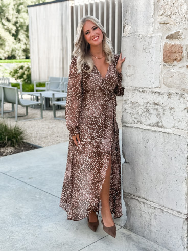 Robe longue portefeuille Freya - Chocolat