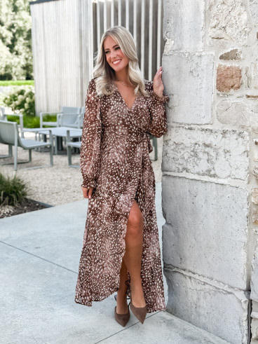Robe longue portefeuille Freya - Chocolat