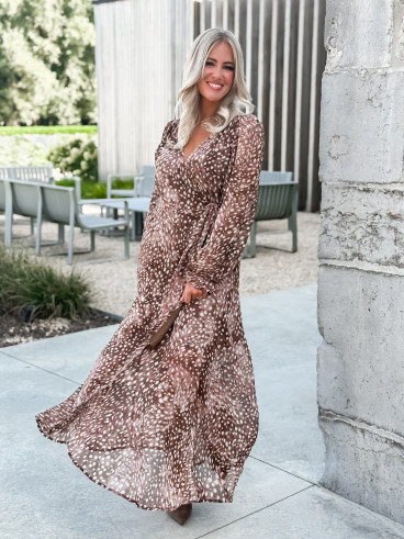 Robe longue portefeuille Freya - Chocolat