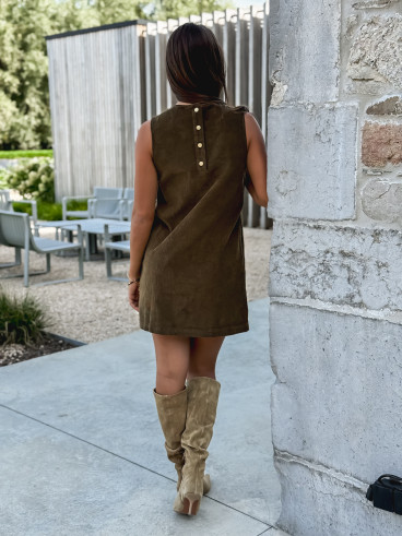 Robe courte en velours Nally - Kaki