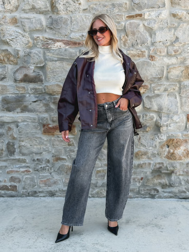 Veste simili cuir Zéliana - Bordeaux