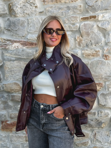Veste simili cuir Zéliana - Bordeaux Veste simili cuir Zéliana - Bordeaux
