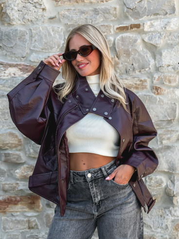 Veste simili cuir Zéliana - Bordeaux Veste simili cuir Zéliana - Bordeaux