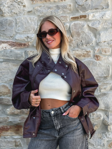 Veste simili cuir Zéliana - Bordeaux Veste simili cuir Zéliana - Bordeaux