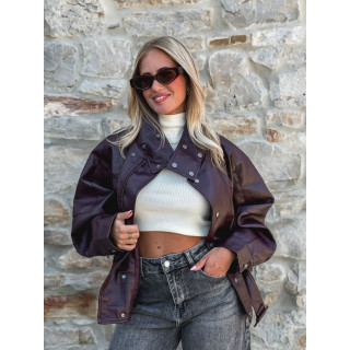 Veste simili cuir Zéliana - Bordeaux