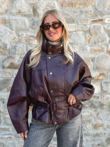 Veste simili cuir Zéliana - Bordeaux Veste simili cuir Zéliana - Bordeaux