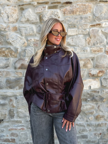 Veste simili cuir Zéliana - Bordeaux Veste simili cuir Zéliana - Bordeaux