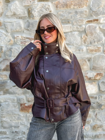 Veste simili cuir Zéliana - Bordeaux Veste simili cuir Zéliana - Bordeaux
