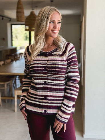 Gilet ligné Kaléora - Bordeaux Gilet ligné Kaléora - Bordeaux