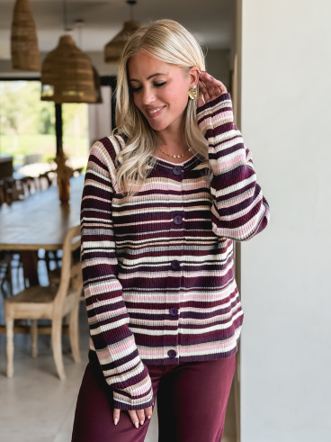 Gilet ligné Kaléora - Bordeaux Gilet ligné Kaléora - Bordeaux