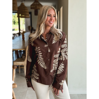 Chemise brodée Amélie - Chocolat