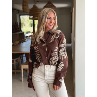 Chemise brodée Amélie - Chocolat