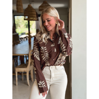 Chemise brodée Amélie - Chocolat