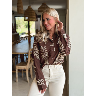 Chemise brodée Amélie - Chocolat