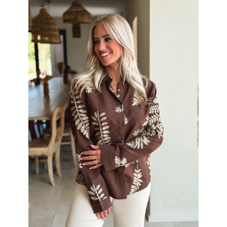 Chemise brodée Amélie - Chocolat