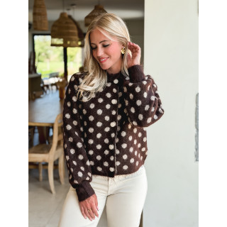 Gilet à pois Zélanya - Chocolat