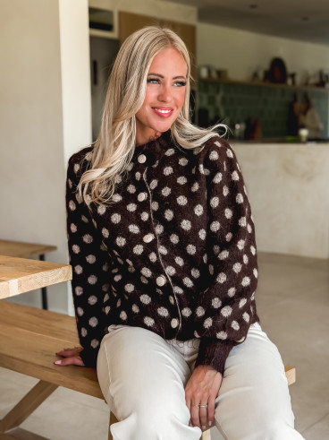 Gilet à pois Zélanya - Chocolat Gilet à pois Zélanya - Chocolat