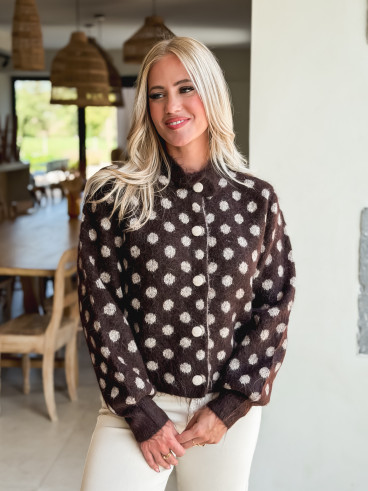 Gilet à pois Zélanya - Chocolat Gilet à pois Zélanya - Chocolat