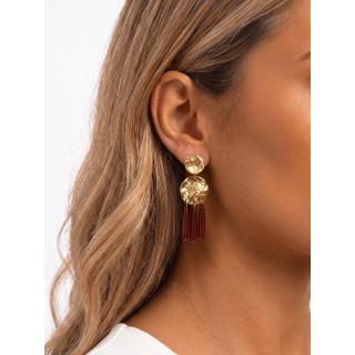 Boucles d'oreilles Soralie- Doré/Rouge