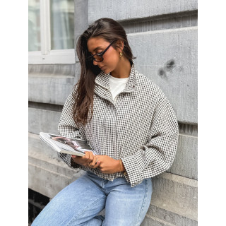 Veste à carreaux Alya - Ecru/Noir