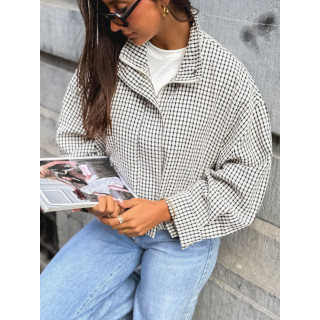 Veste à carreaux Alya - Ecru/Noir