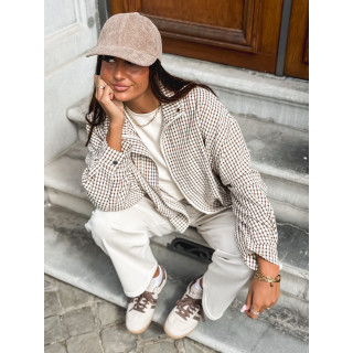 Veste à carreaux Alya - Ecru/Chocolat