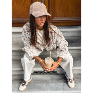 Veste à carreaux Alya - Ecru/Chocolat