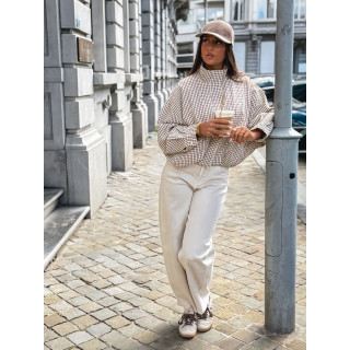 Veste à carreaux Alya - Ecru/Chocolat