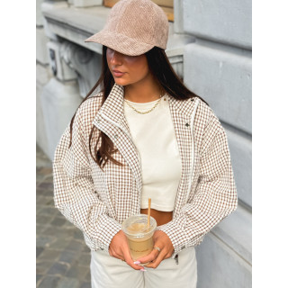 Veste à carreaux Alya - Ecru/Chocolat